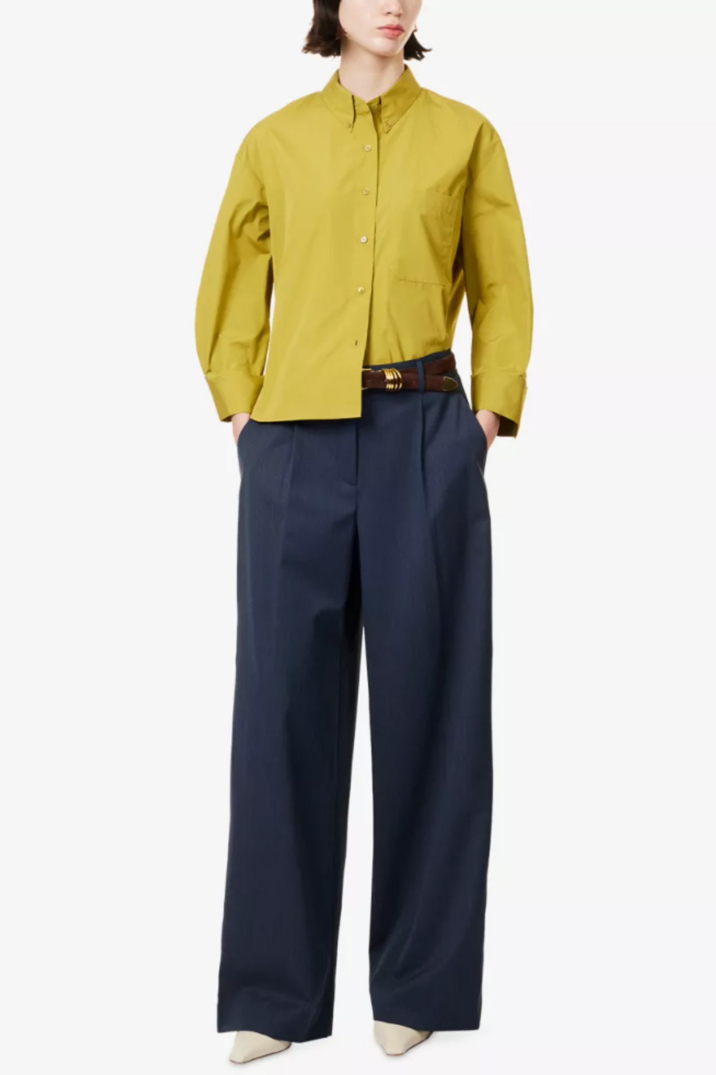 Hudson St Wide-leg Stretch-wool Trousers