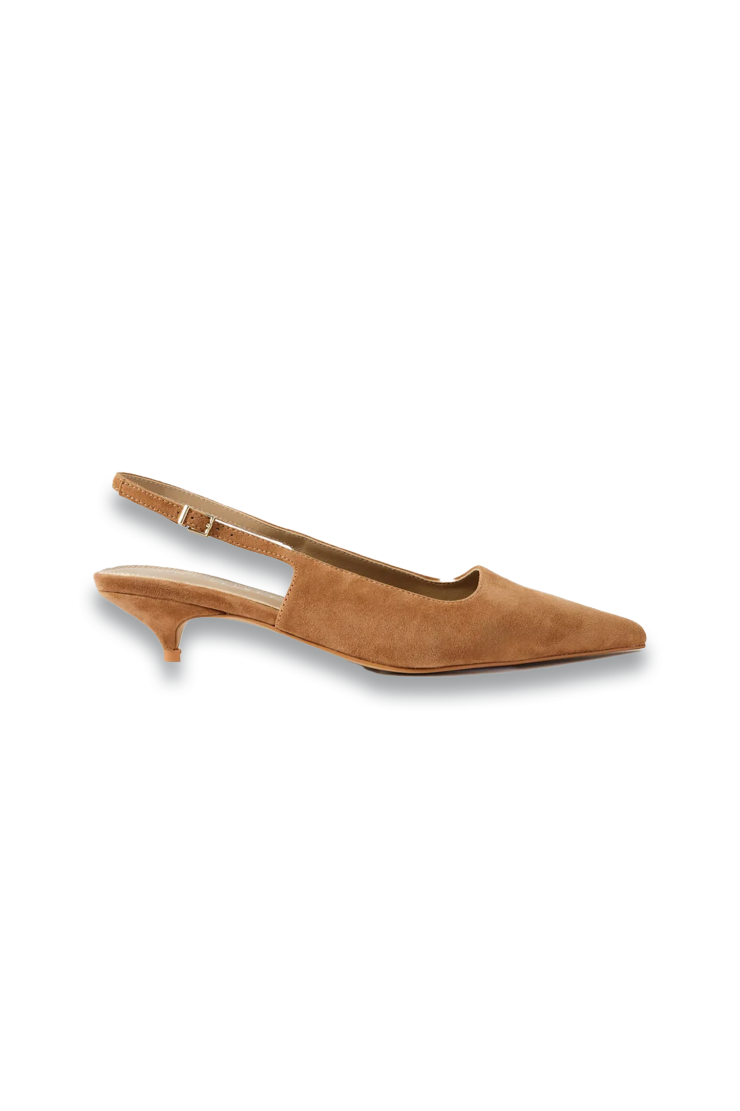 Mila Tan Suede Slingback Kitten Heels