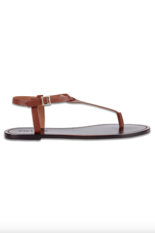 Tan Leather Thong Flat Sandals