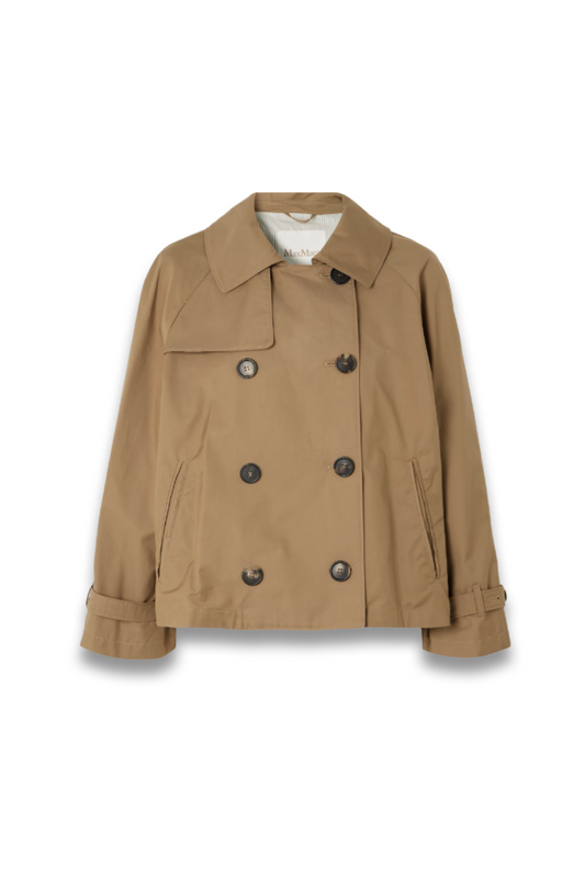 Tesoro Cropped Double-breasted Cotton-blend Gabardine Trench Coat