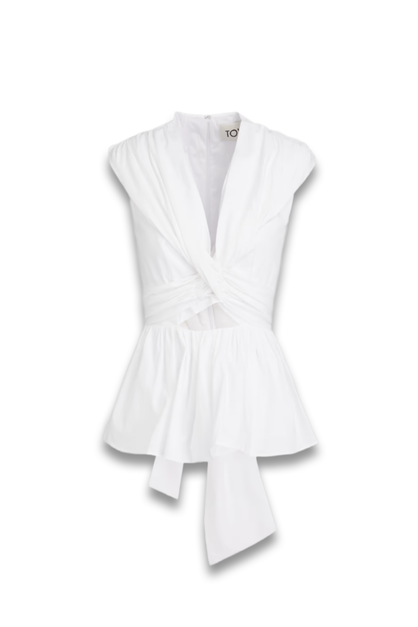 Leila Twist-Front Cutout Cotton-Poplin Top