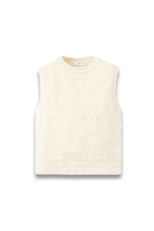 Ruched Mixed Fabric Top