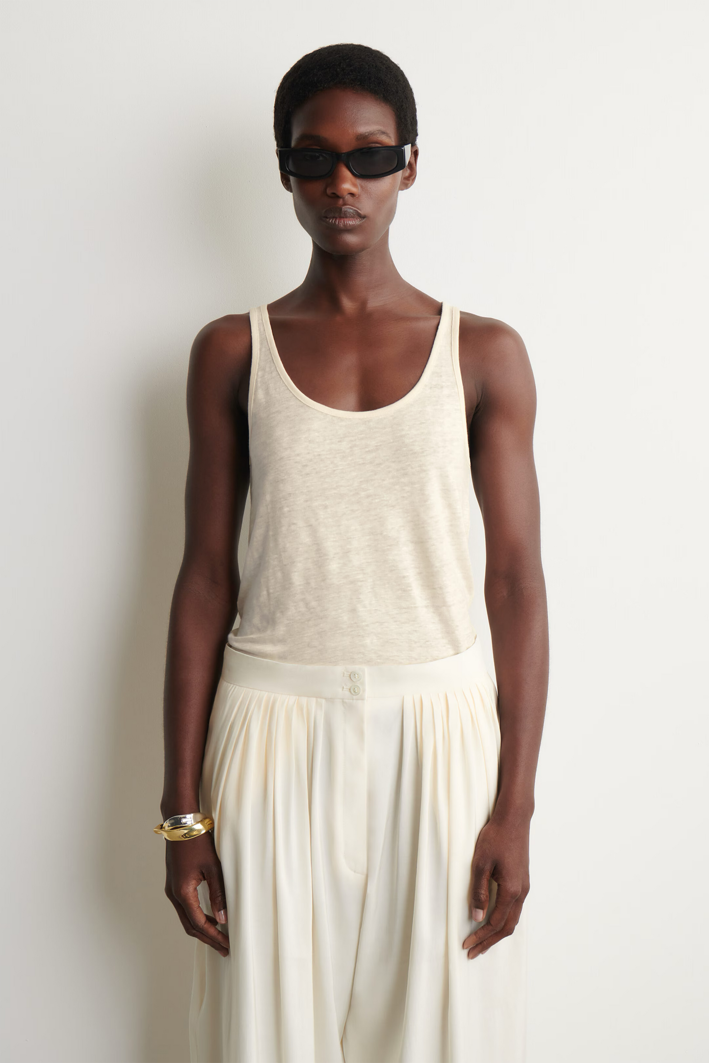 Linen-Jersey Tank Top