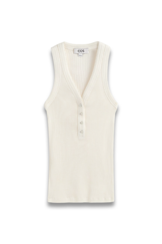 Ribbed-Knit Henley Tank Top