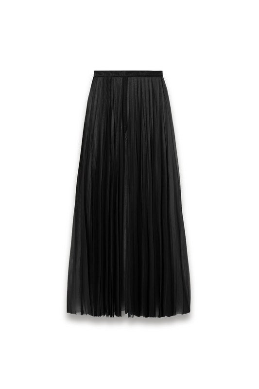 Vallen Pleated Mesh Maxi Skirt