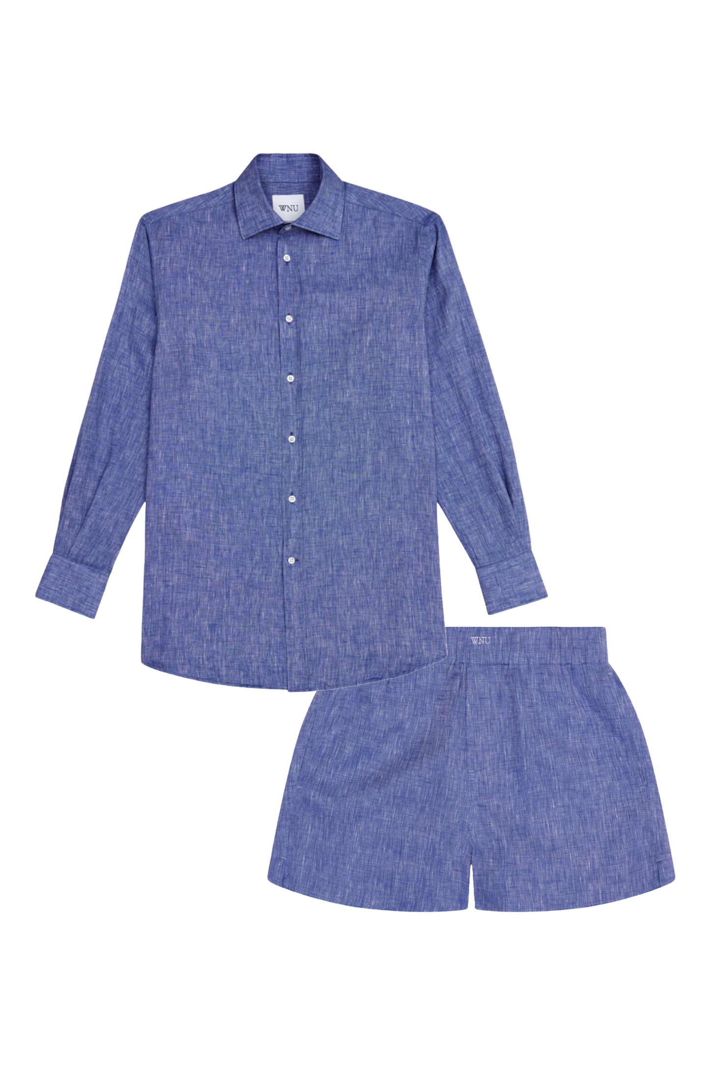 The Boyfriend Linen Shirt and Boxers in Lapiz Blue