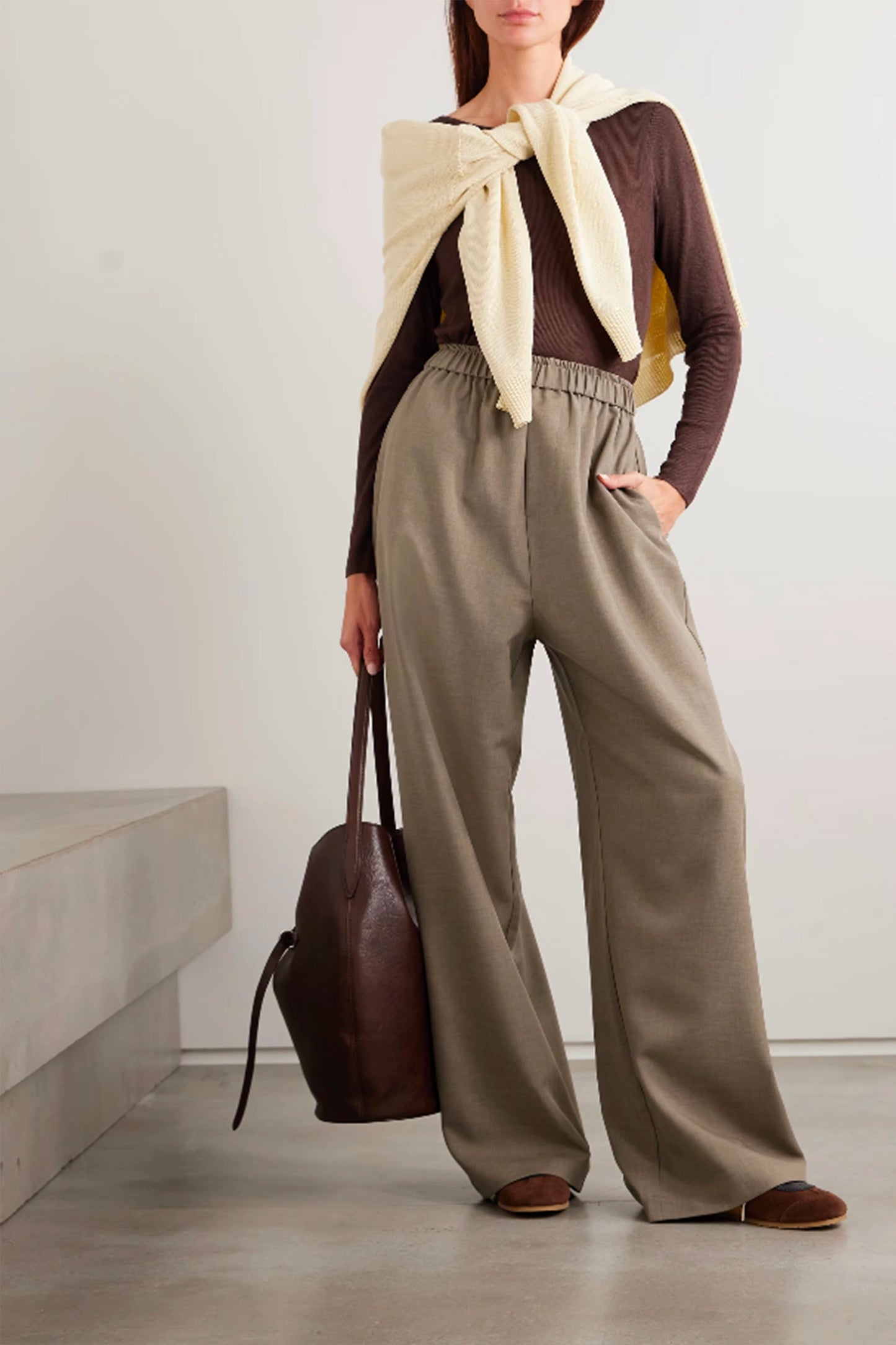 Baxter Twill Wide-leg Pants
