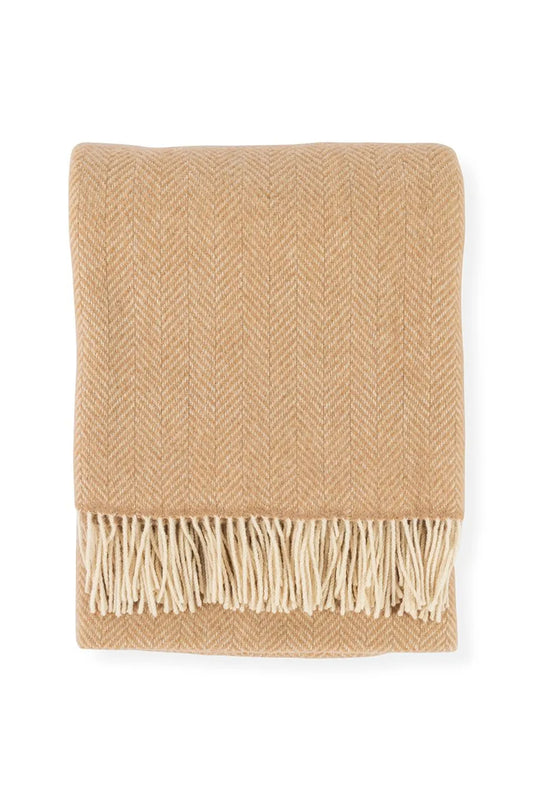Merino & Cashmere Throw Herringbone Ecru