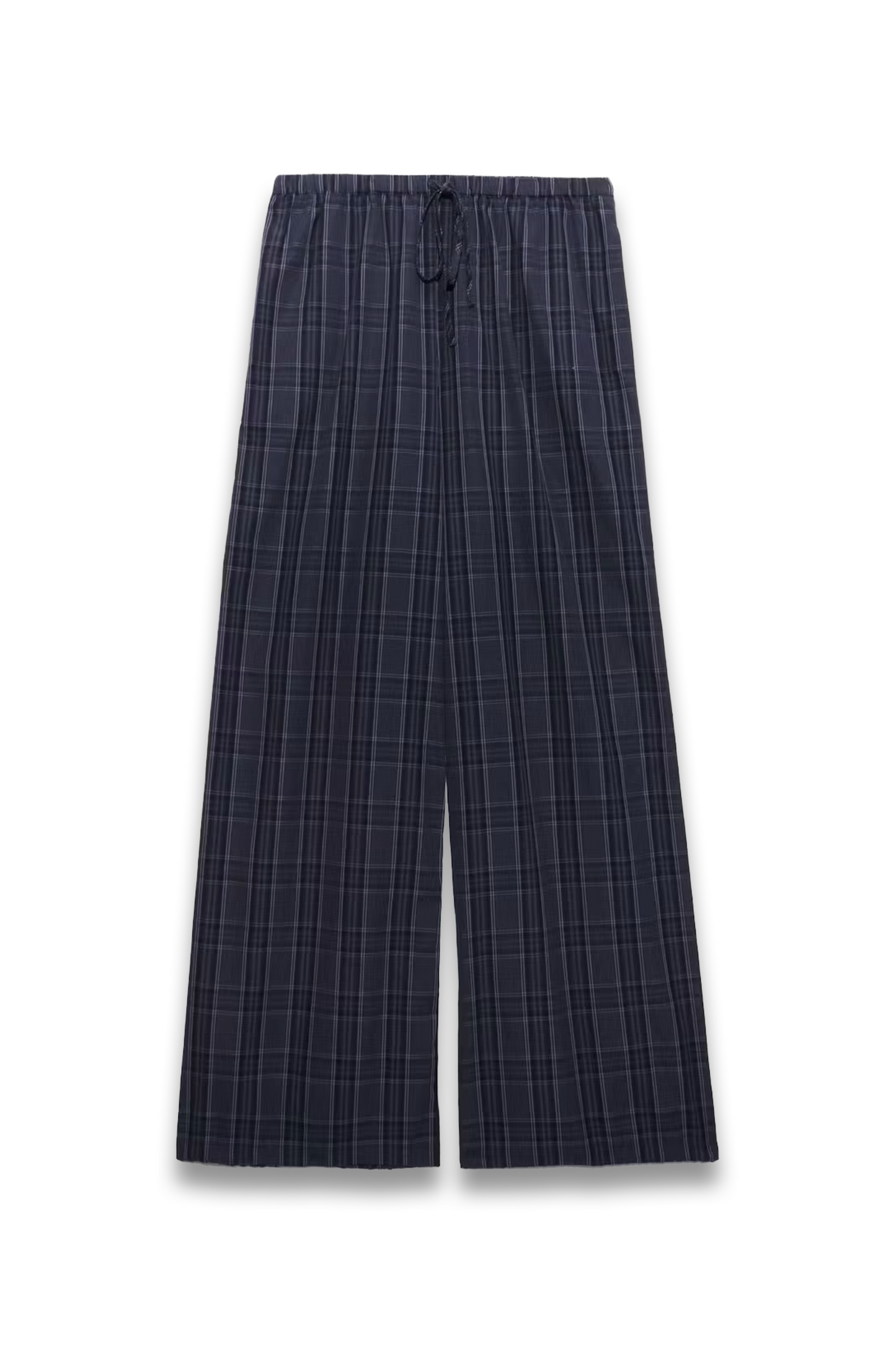 Axelle Check Wide Leg Cotton Blend Trouser