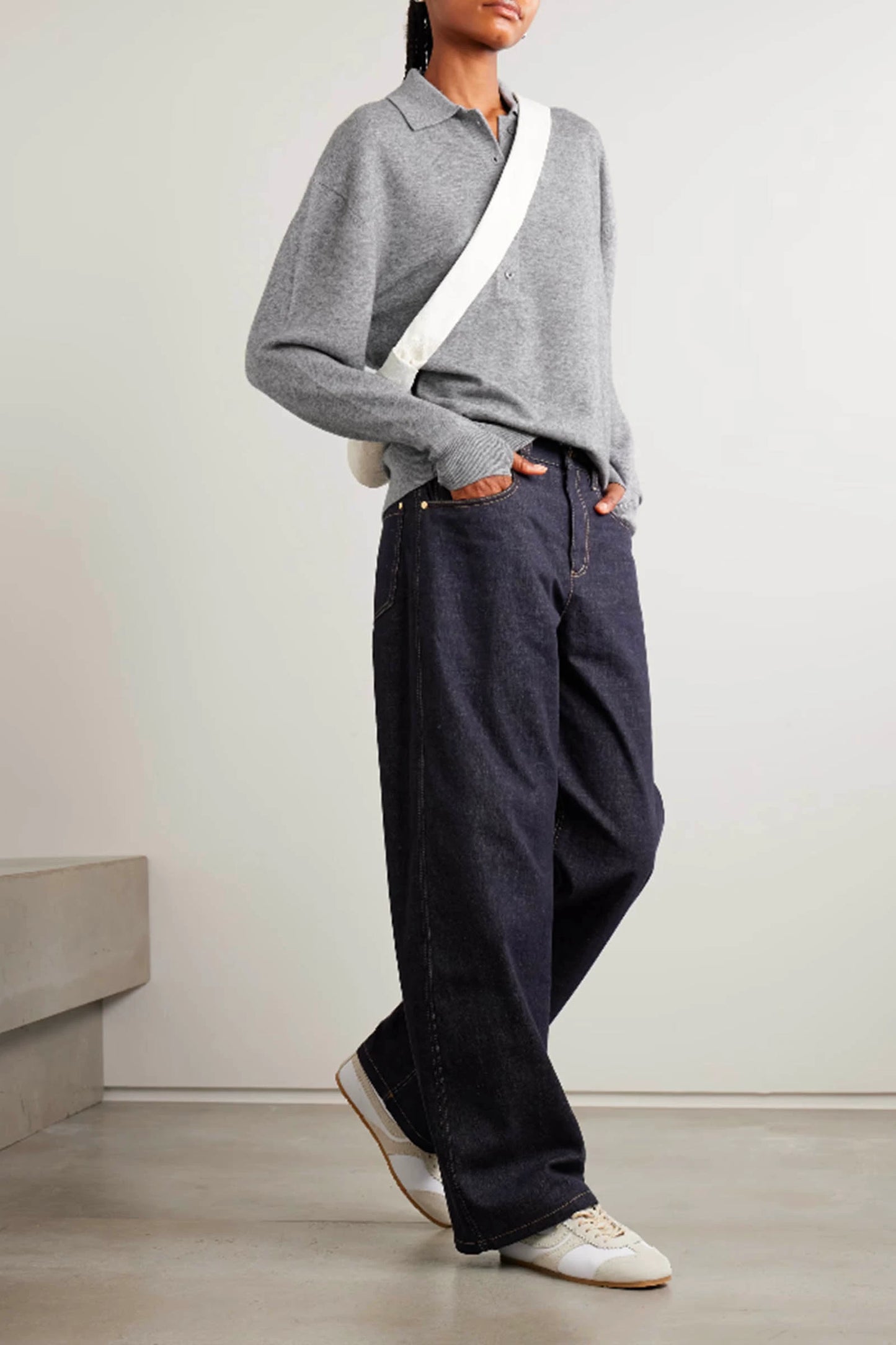 Oversized Wool and Cashmere-blend Polo Sweater