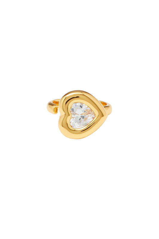 Heart-Crystal 18kt Gold-Plated Ring