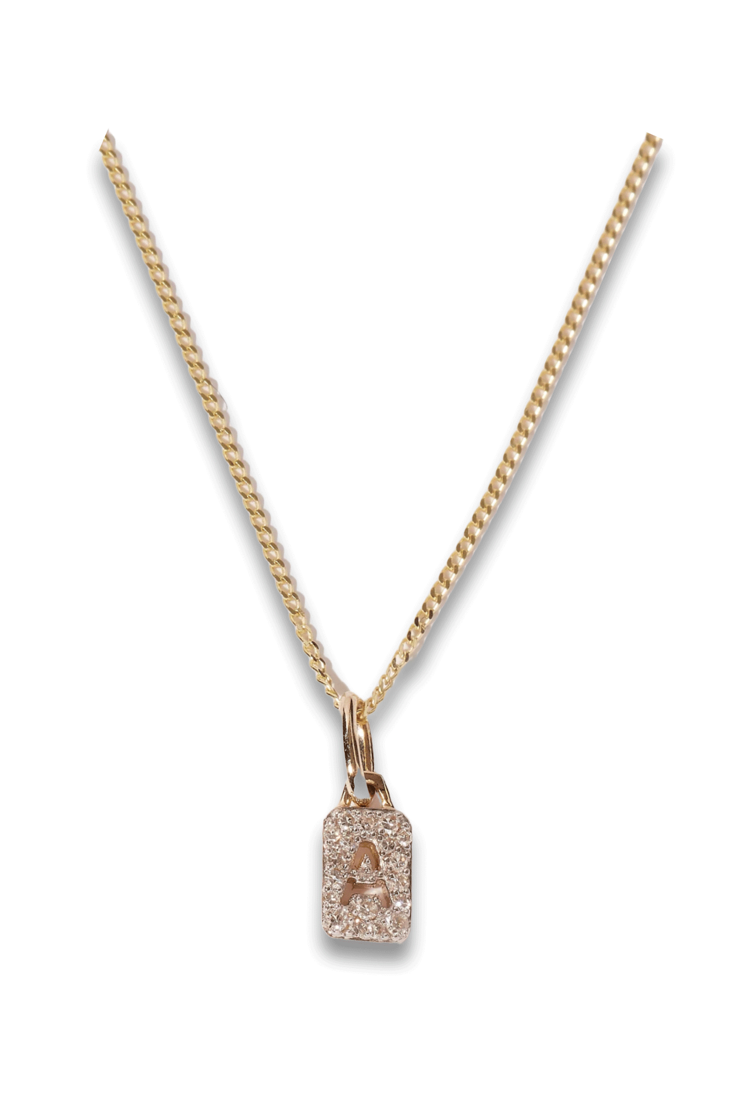 Tiny Diamond Initial Tag Pendant