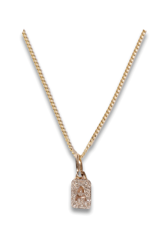 Tiny Diamond Initial Tag Pendant