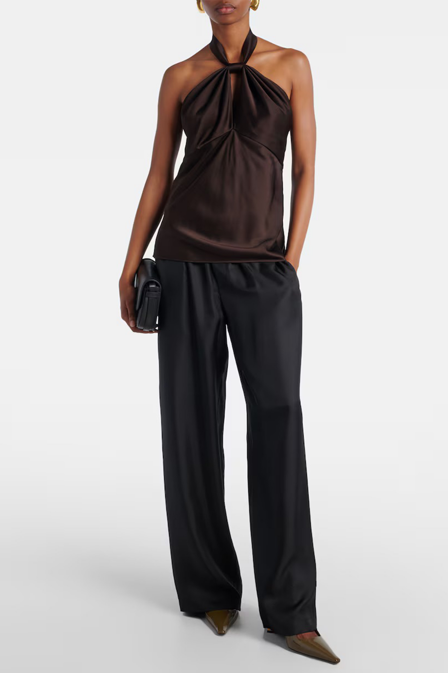 Cutout Halterneck Satin Top