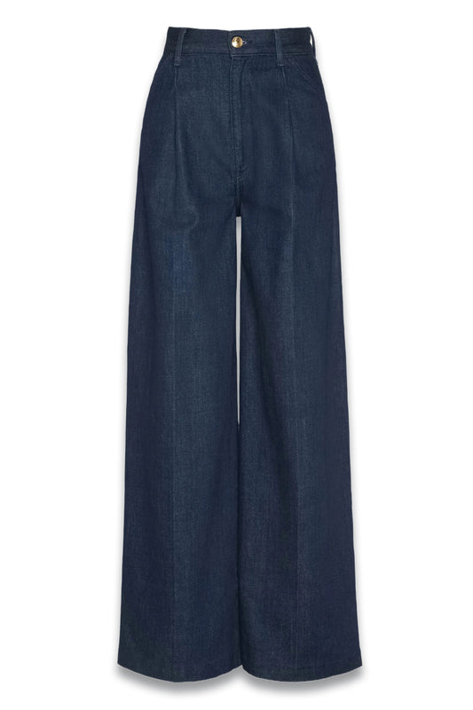 High Rise Wide Leg Pleated Jeans