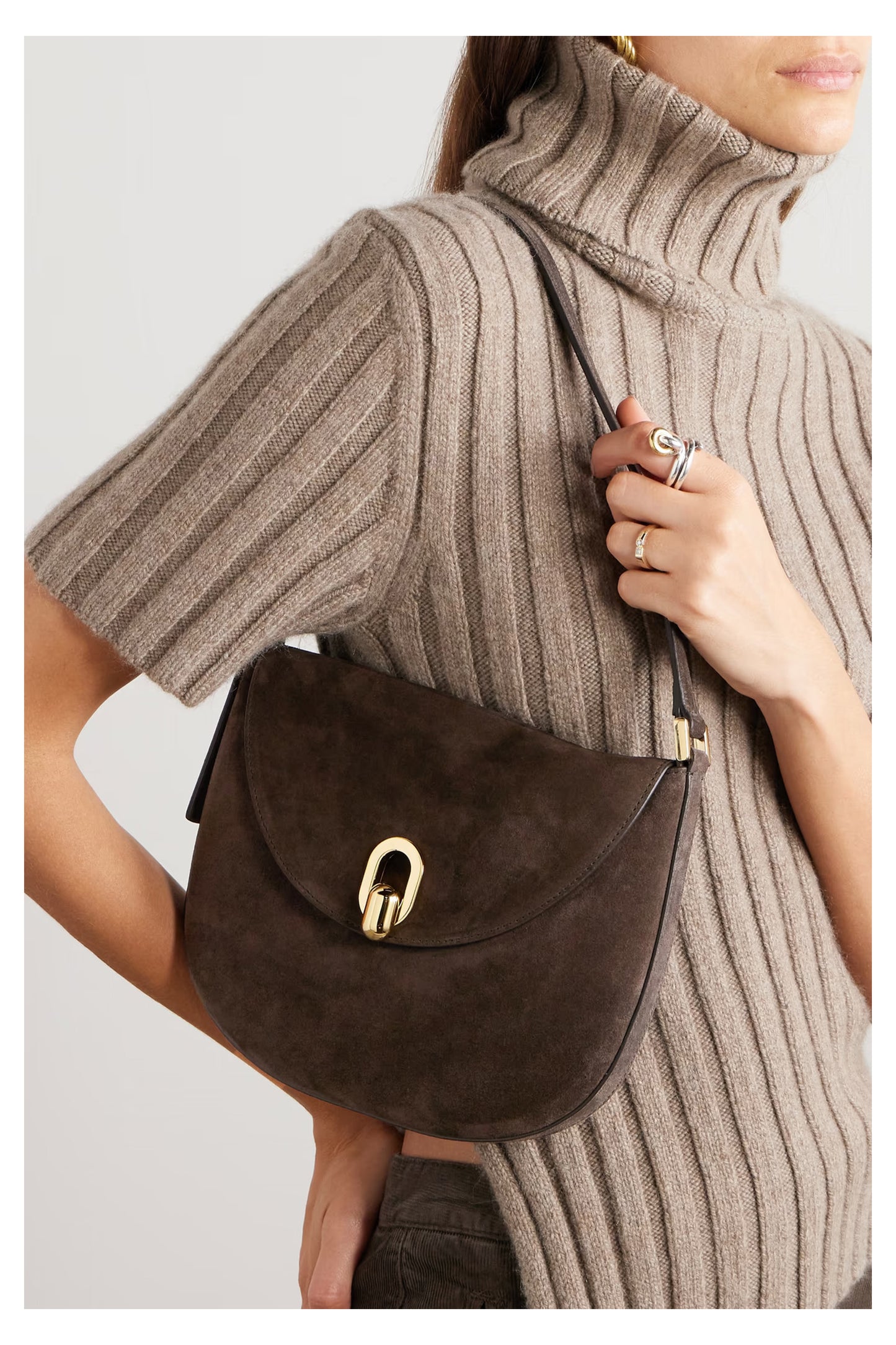 Tondo Small Suede Shoulder Bag