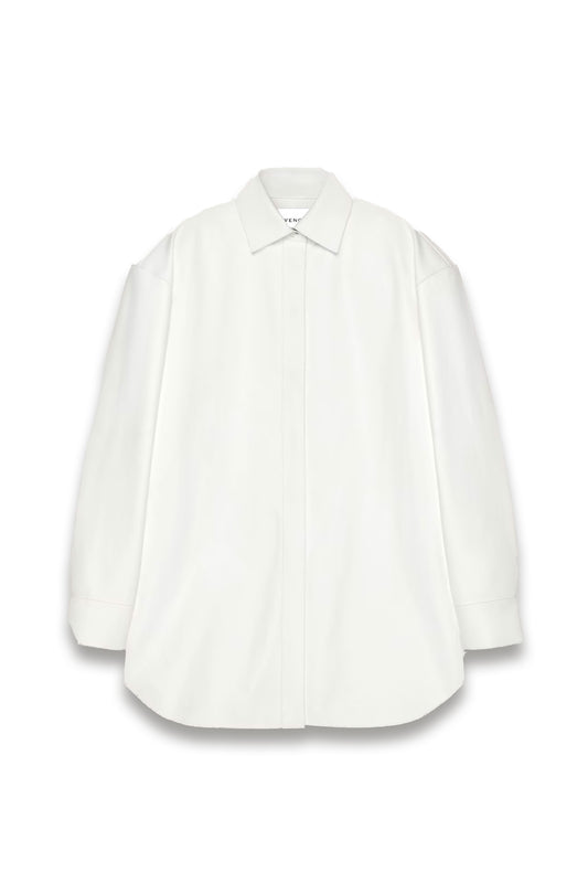 Asymmetric shirt in nappa leather