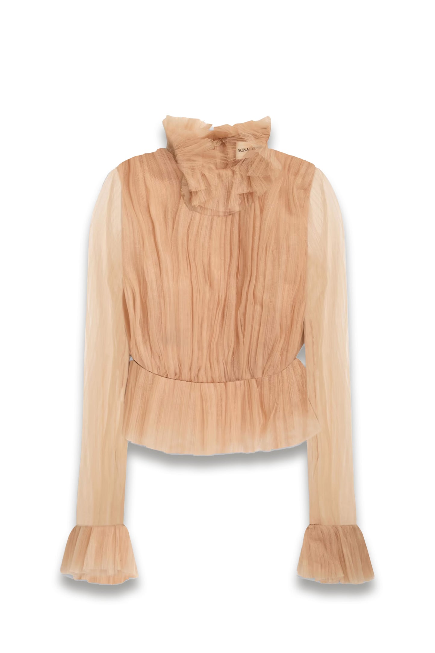 Ula ruffled plissé-tulle blouse