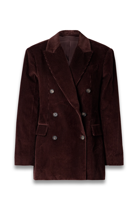 Oversized Double-breasted Cotton-corduroy Blazer