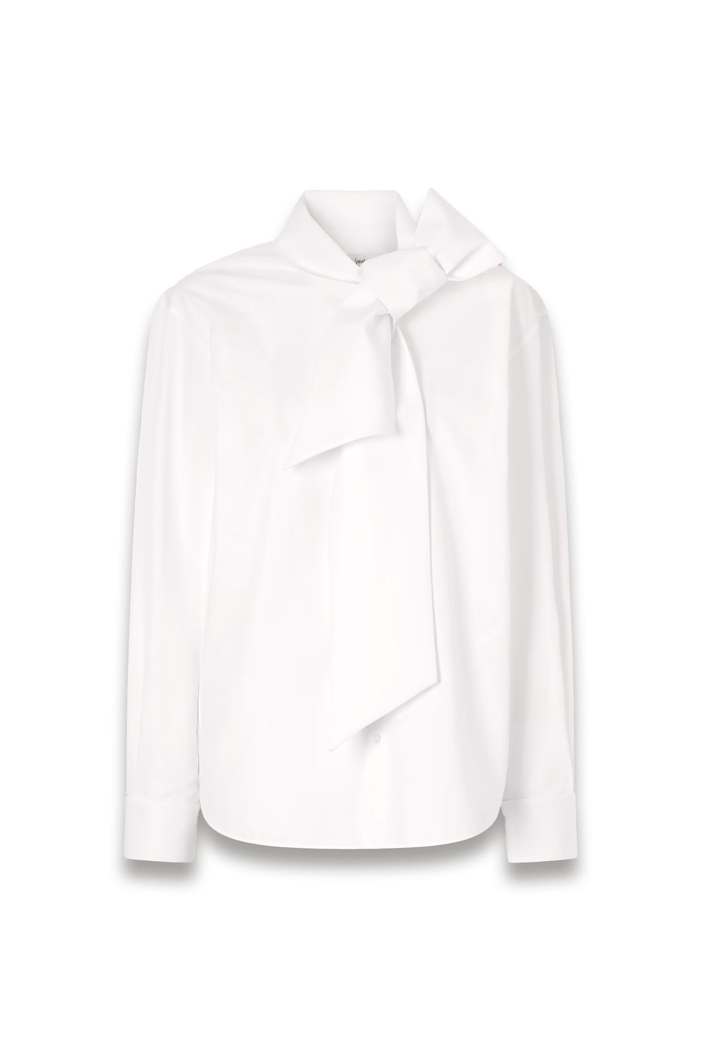 Scarf-detailed cotton-poplin shirt