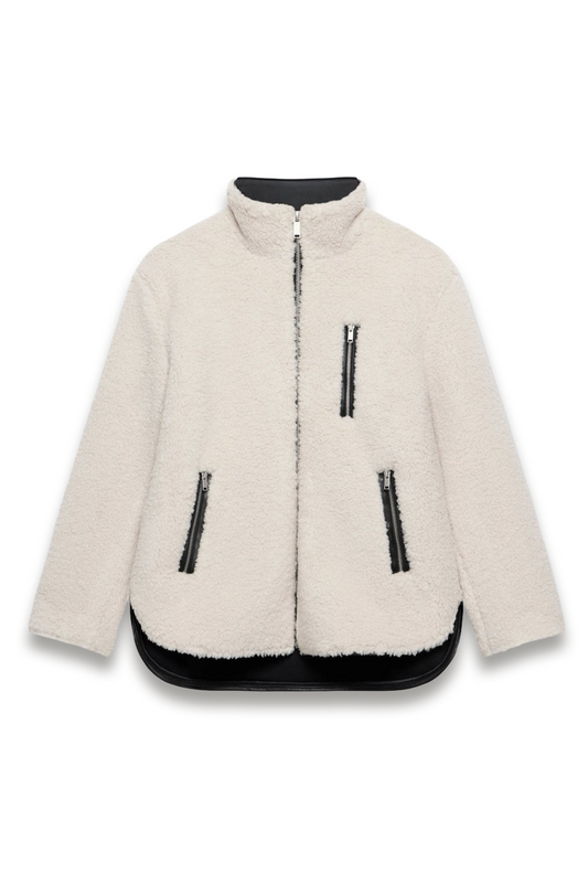 Neutral Borg Zip Jacket