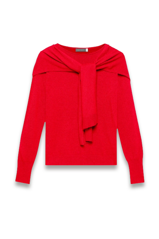 Red Cotton-blend Scarf Jumper