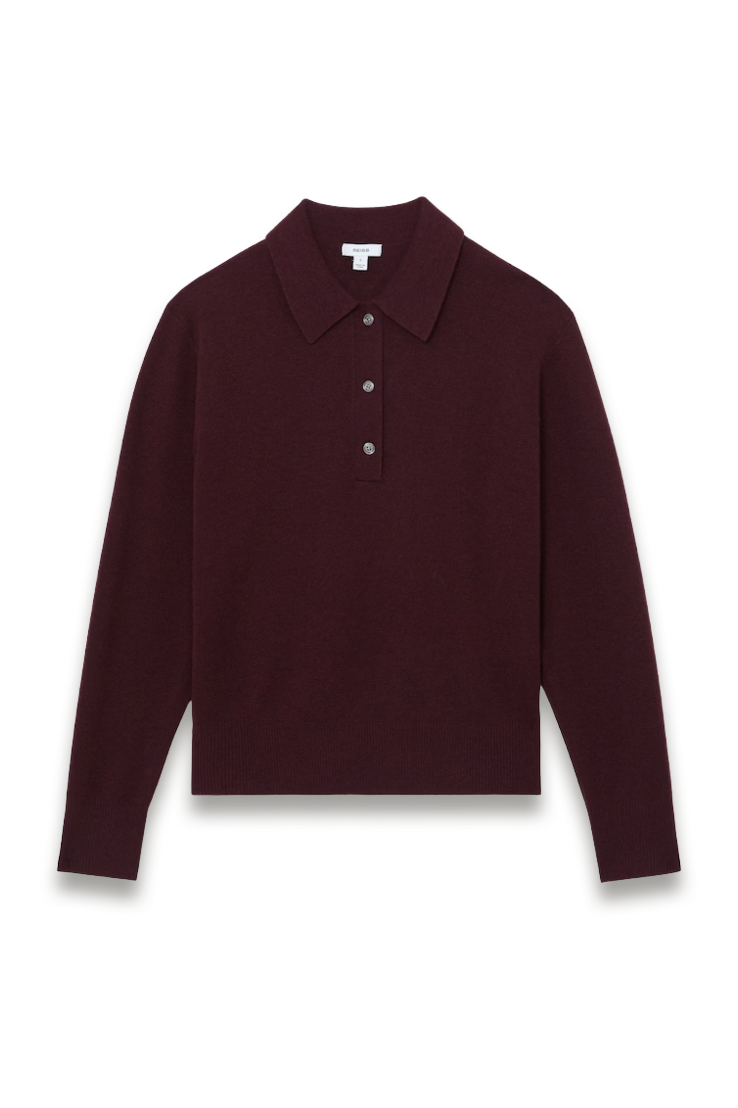 Merino Wool Knitted Polo Jumper in Plum Purple