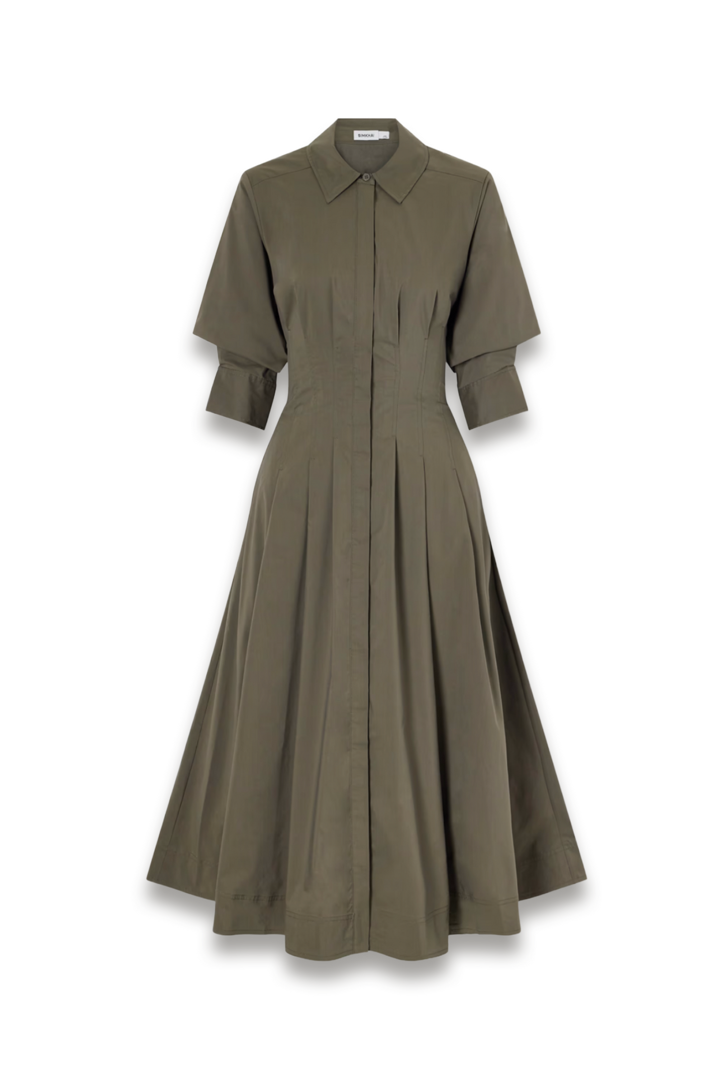 Jazz pintucked cotton-blend poplin midi shirt dress