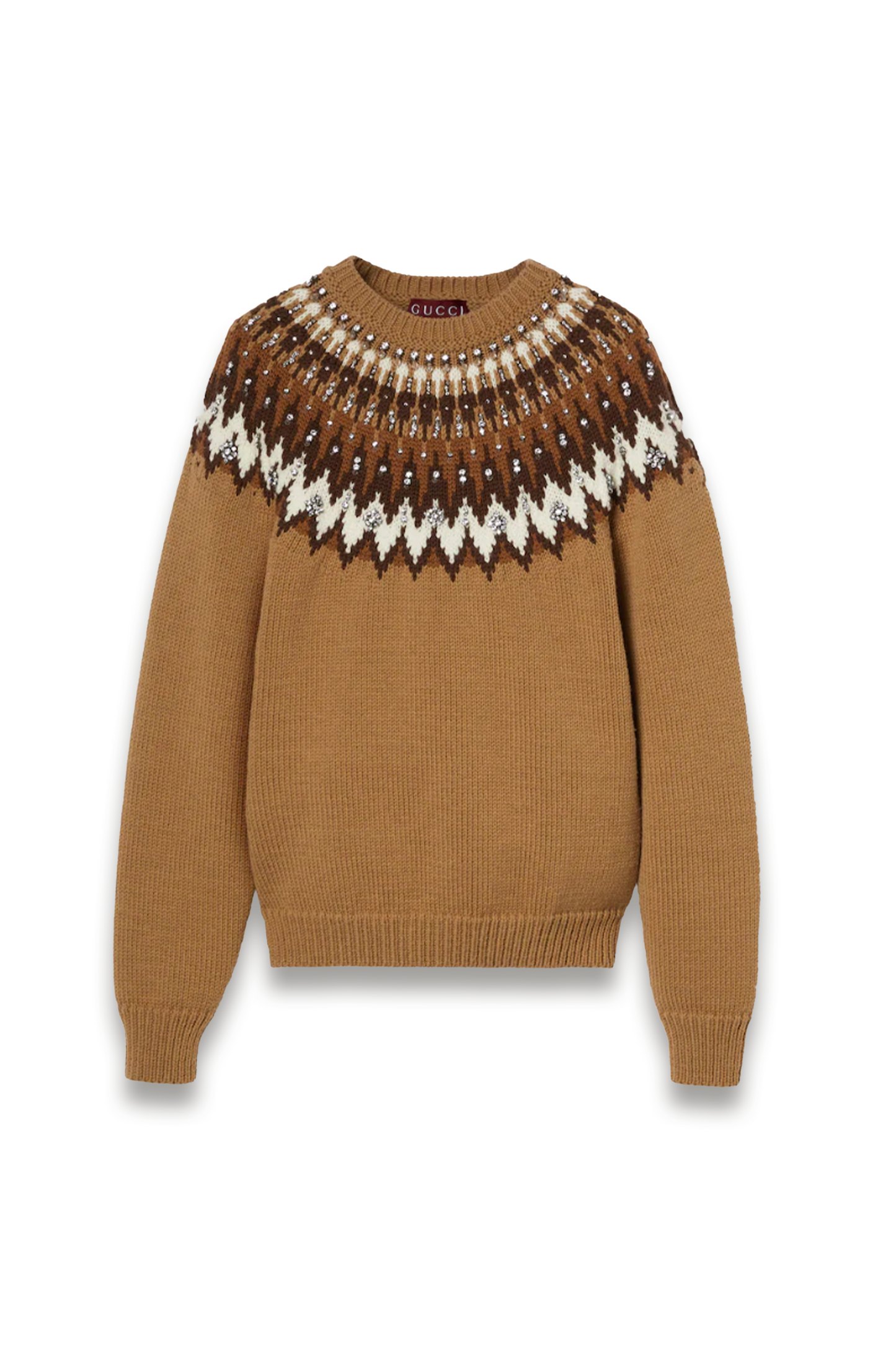 Norwegian Wool Jacquard Sweater in Camel