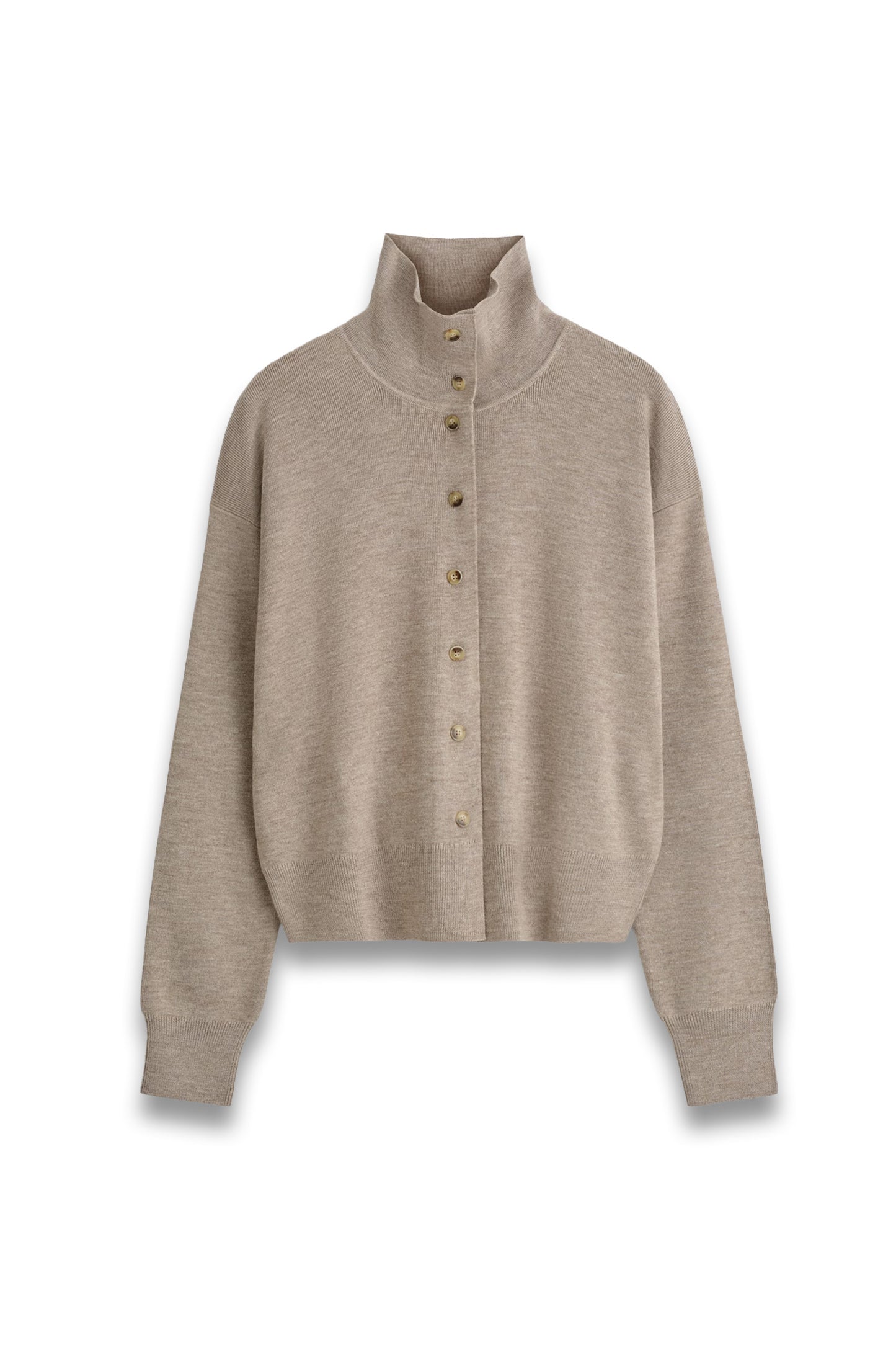 Merino Wool Funnel-neck Cardigan