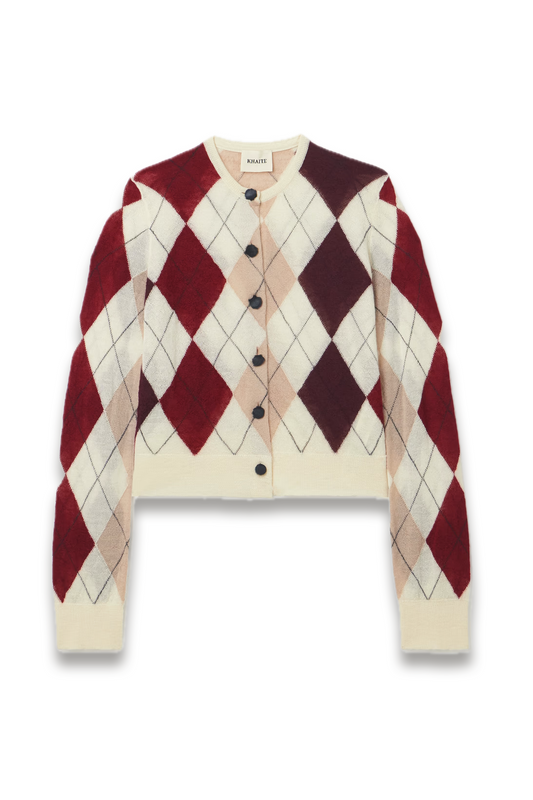 Charli Calf Hair-trimmed Argyle Cashmere and Mohair-blend Cardigan