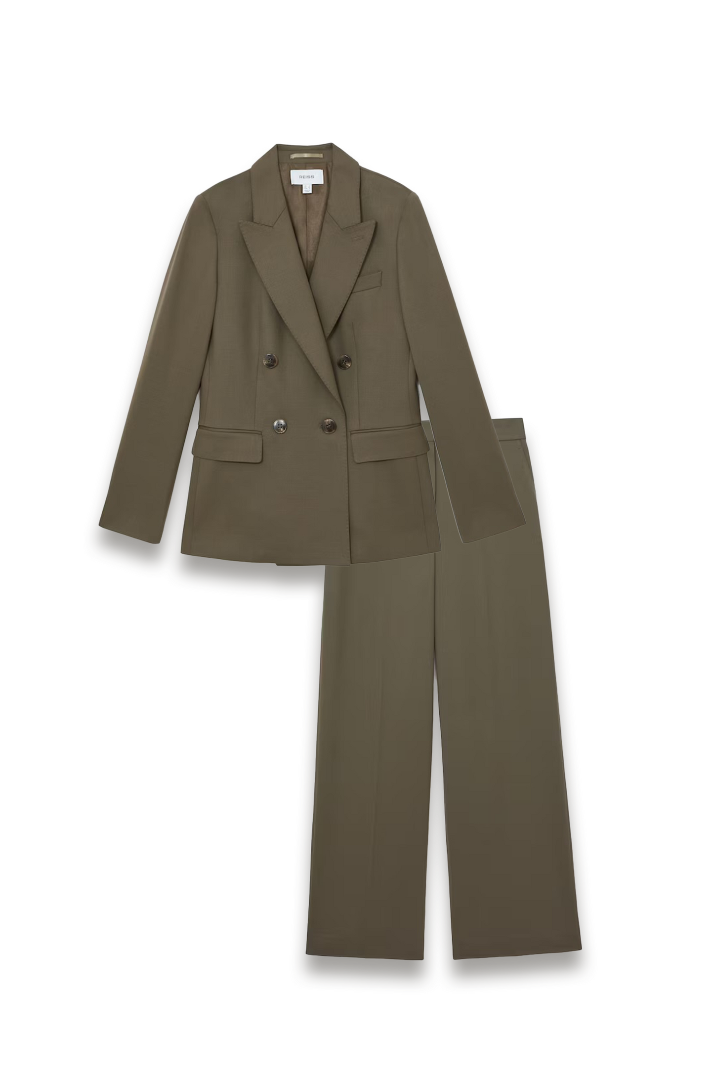Solene Wool-Blend Double-Breasted Suit Blazer and Trousers in Green
