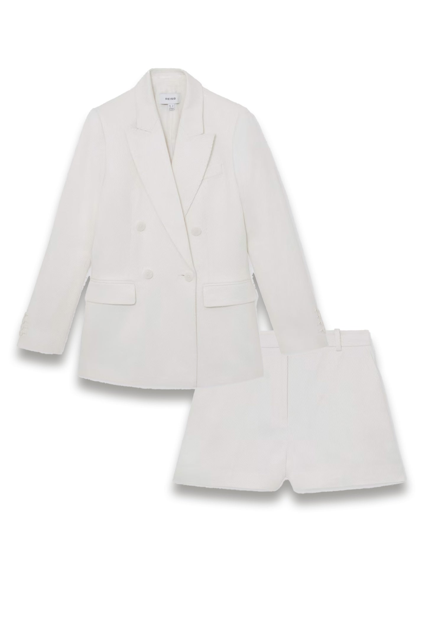 Linen-Blend Double-Breasted Suit in White