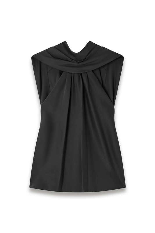 Scarlett cape-effect draped satin top