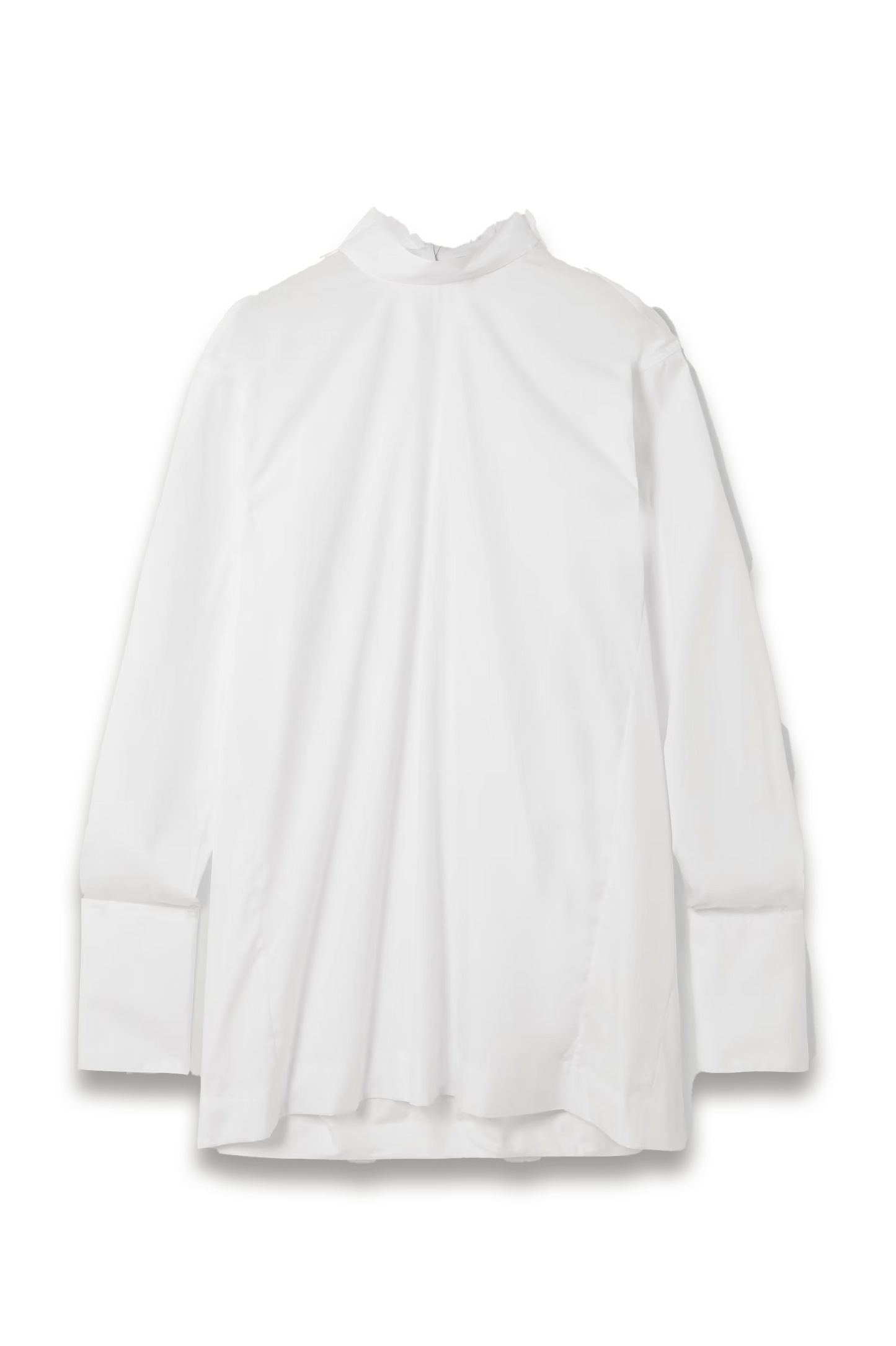 Tie-detailed Gathered Cotton-poplin Shirt