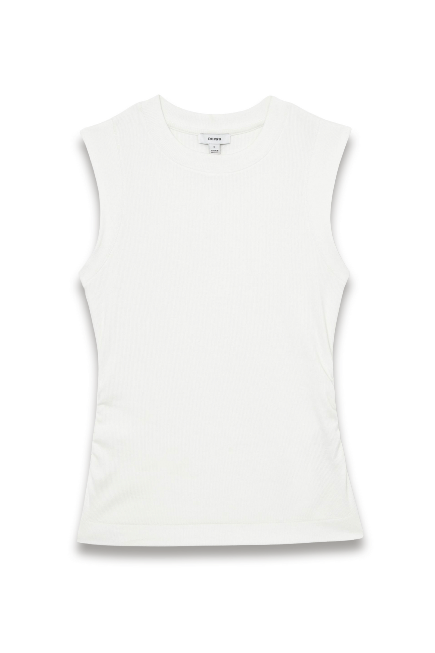 Fine-Rib Ruched Vest Top in White