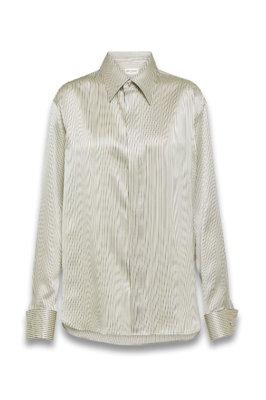 Striped silk satin shirt