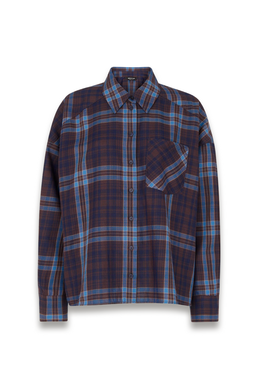 Blue Checked Brushed-cotton Shirt