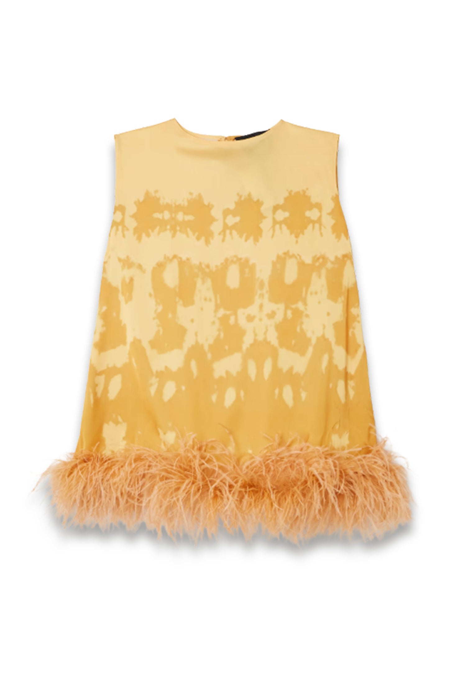 Feather-trimmed Tie-dyed Satin Top