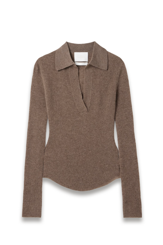 Simone Ribbed Wool and Cashmere-blend Polo Sweater