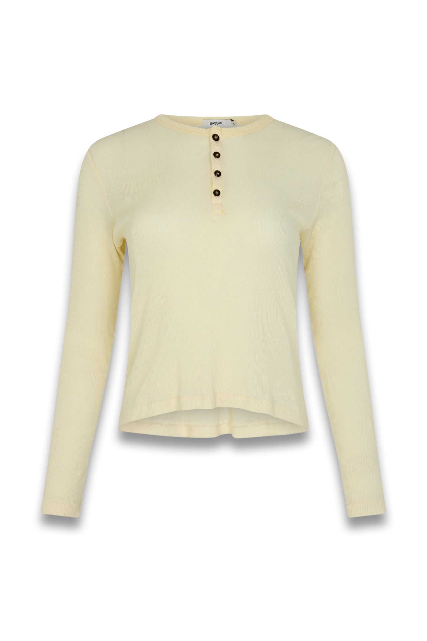 Sheer Rib Long-sleeve Placket T-Shirt