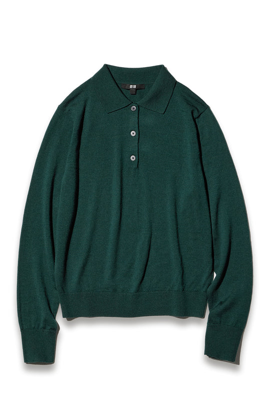 Merino Polo Jumper in Green