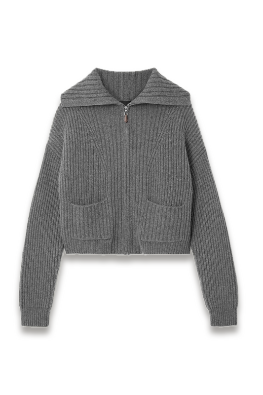 Nara Ribbed Cashmere Zip-up Cardigan