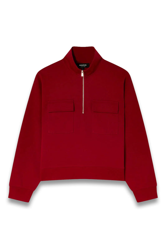 Dark Red Funnel Quarter-zip Sweat