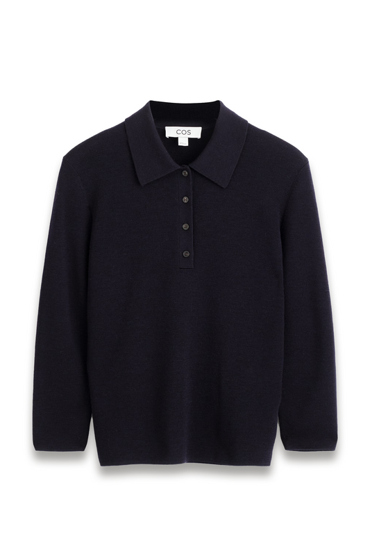 Cropped-sleeve Merino-wool Polo Shirt