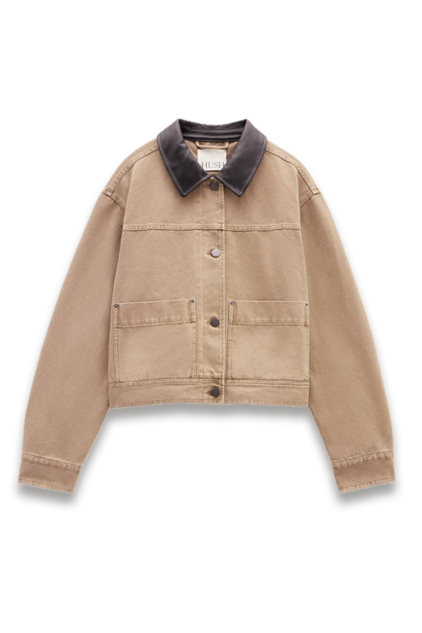 Leather Collar Cropped Jacket