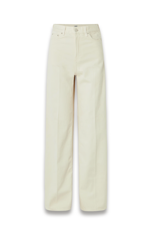 Pleated High-rise Wide-leg Organic Jeans