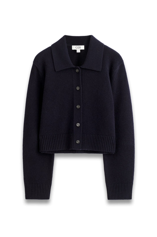 Collared Merino Wool Cardigan