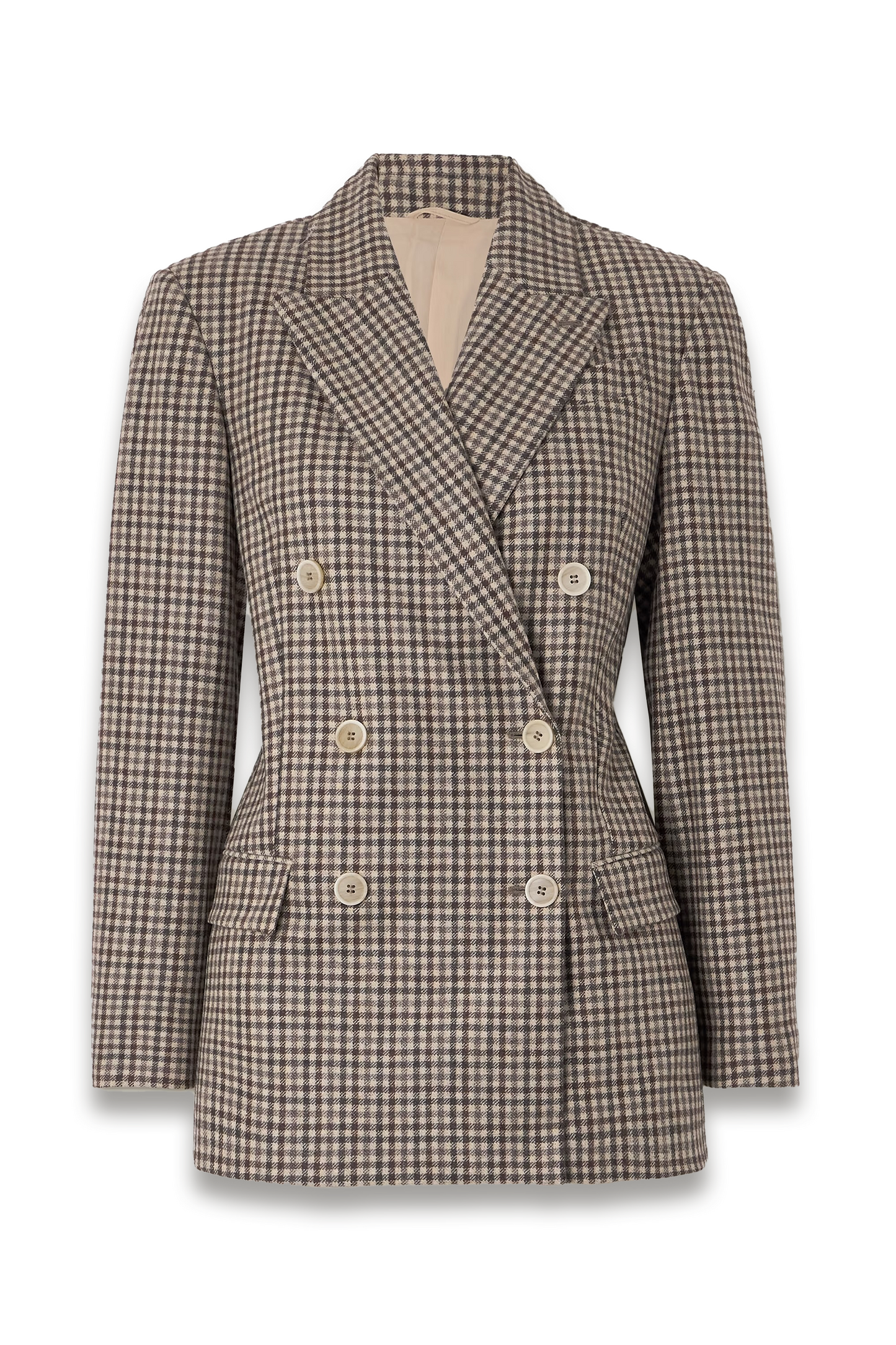 Double-breasted Checked Wool Blazer