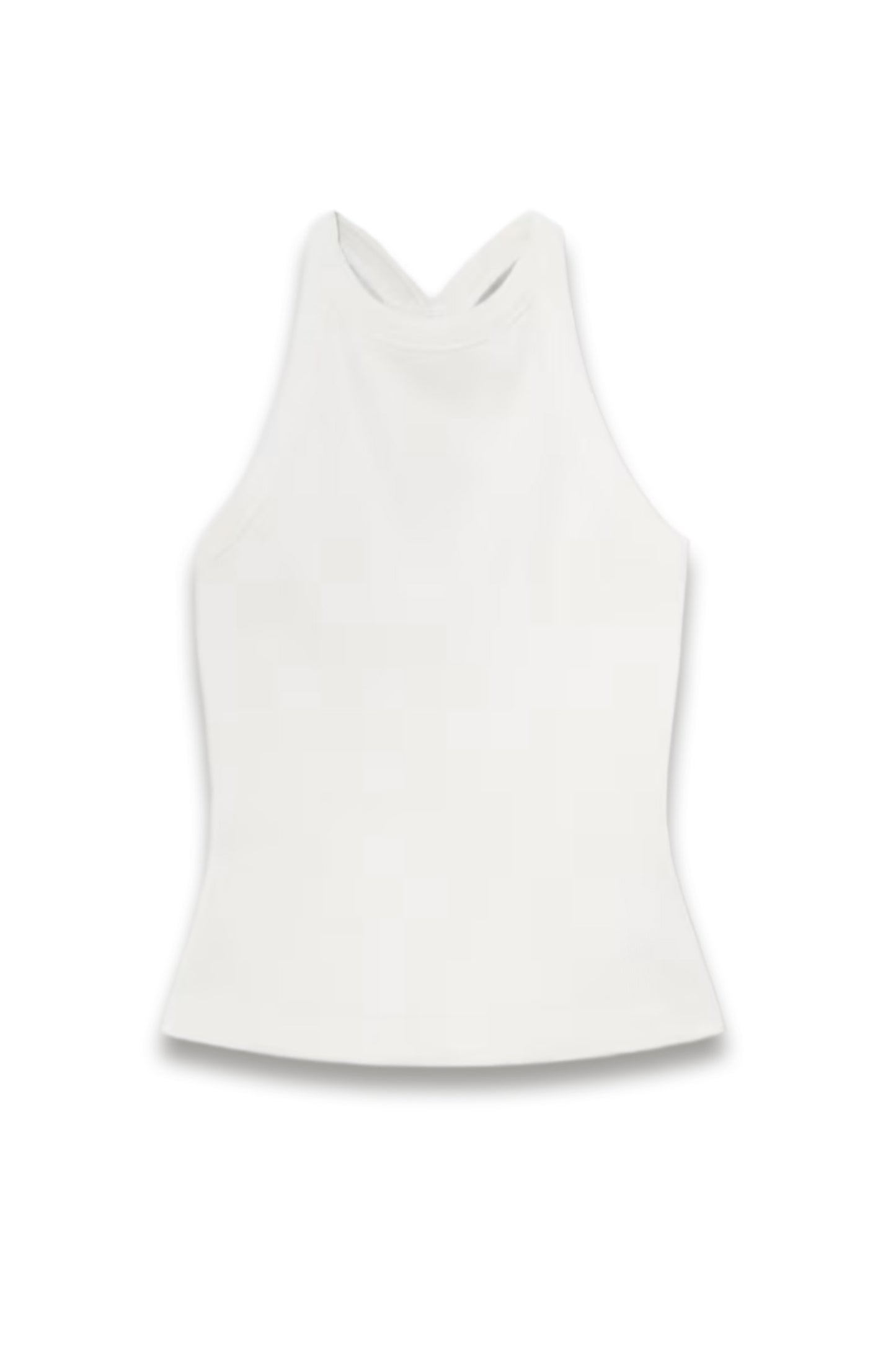 Stretch-cotton Ribbed Racer-back Vest in White